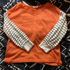 Orange and white striped shirt